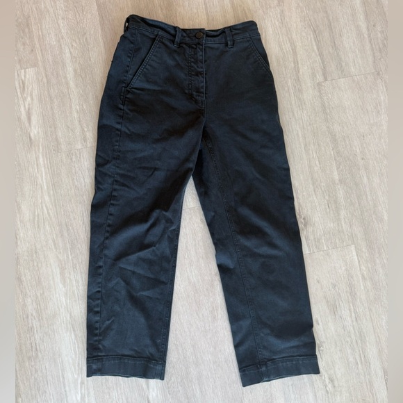 Black Everlane High Rise Straight Fit Pants - Picture 1 of 6